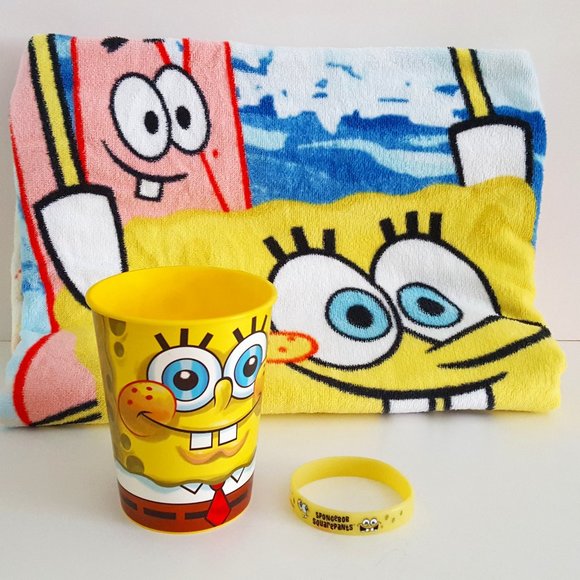 SpongeBob SquarePants"Catch a Wave" Beach Towel, Cup, Silicone Wristband - Picture 1 of 11